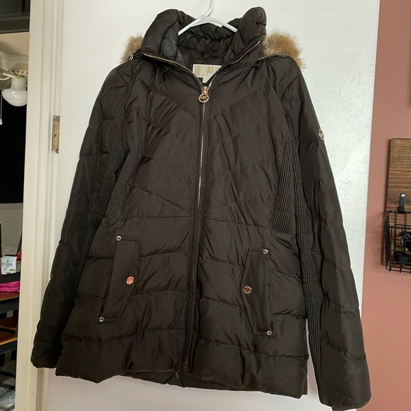 MICHAEL Michael Kors Jackets & Blazers - Michael Kors Womens Down Coat Puffer Faux Fur Trim Hood